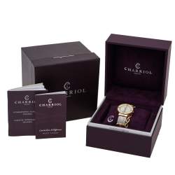 Pre Owned Charriol Mother Of Pearl Yellow Gold Plated Stainless Steel Diamonds ST-Tropez ST30.1 Women's Wristwatch 30 mm