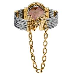 Pre Owned Charriol Mother Of Pearl Yellow Gold Plated Stainless Steel Diamonds ST-Tropez ST30.1 Women's Wristwatch 30 mm