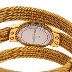 Pre Owned Charriol Mother of Pearl Diamond Gold Plated Stainless Steel Twist Women's Wristwatch 21 mm