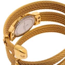 Pre Owned Charriol Mother of Pearl Diamond Gold Plated Stainless Steel Twist Women's Wristwatch 21 mm