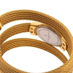 Pre Owned Charriol Mother of Pearl Diamond Gold Plated Stainless Steel Twist Women's Wristwatch 21 mm