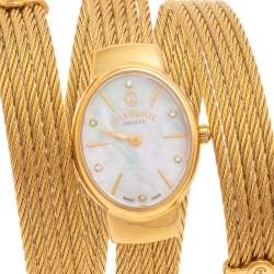 Pre Owned Charriol Mother of Pearl Diamond Gold Plated Stainless Steel Twist Women's Wristwatch 21 mm