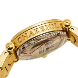 Pre Owned Charriol Champagne Yellow Gold Plated Stainless Steel Colvmbvs CCR30.1N Women's Wristwatch 30 mm