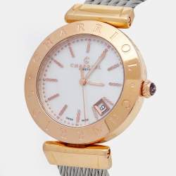 Pre Owned Charriol Mother Of Pearl Rose Gold Plated Stainless Steel Alexandre C Women's Wristwatch 34 mm