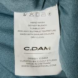 Pre Owned Chats By C.Dam Blue Jersey Rushed One Shoulder Maxi Dress M