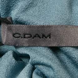 Pre Owned Chats By C.Dam Blue Jersey Rushed One Shoulder Maxi Dress M