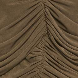 مملوكة مسبقًا Chat's by C.Dam Brown Jersey Ruche Bodysuit S