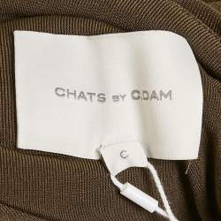 مملوكة مسبقًا Chat's by C.Dam Brown Jersey Ruche Bodysuit S