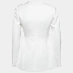 Pre Owned Chats By C.Dam White Crepe Asymmetric Shoulder Esther Blazer S