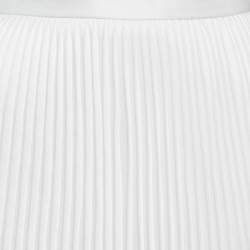 Pre Owned Chats By C.Dam White Crepe Asymmetric Plisse Esther Midi Skirt S