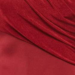 Chats By C.Dam Red Jersey and Crepe Off-Shoulder Gown S