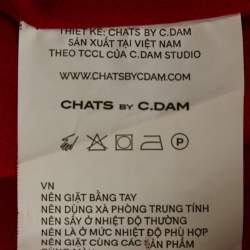 Chats By C.Dam Red Jersey and Crepe Off-Shoulder Gown S