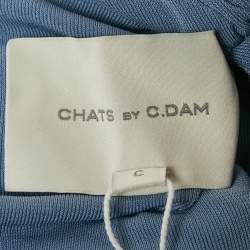 Pre Owned Chats By C.Dam Blue Jersey Draped Emera Maxi Dress S