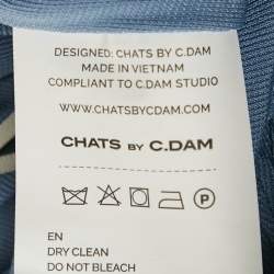 Pre Owned Chats By C.Dam Blue Jersey Draped Emera Maxi Dress S