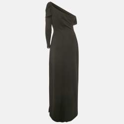 Pre Owned Chats By C.Dam Black Jersey One Shoulder Cut-Out Maxi Dress S