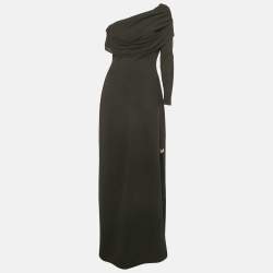 Pre Owned Chats By C.Dam Black Jersey One Shoulder Cut-Out Maxi Dress S 