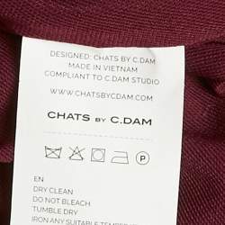 Pre Owned Chats By C.Dam Maroon Jersey Knit Cape Detail Valeris Maxi Dress S