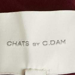 Pre Owned Chats By C.Dam Maroon Jersey Knit Cape Detail Valeris Maxi Dress S