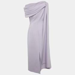 Pre Owned Chats By C.Dam Lavender Jersey Cape Sleeve Allina Maxi Dress S 