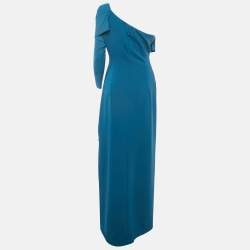 Pre Owned Chats By C.Dam Blue Jersey Draped Davi Maxi Dress S