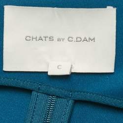 Pre Owned Chats By C.Dam Blue Jersey Draped Davi Maxi Dress S