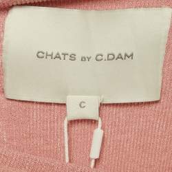 Pre Owned Chats By C.Dam Pink Jersey Draped Anne-Moss Dress S
