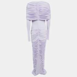 Pre Owned Chats By C.Dam Lavender Jersey Knit Ruched Serafina Maxi Dress S