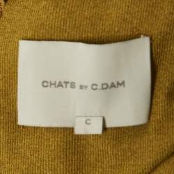 Pre Owned Chats By C.Dam Moss Green Ruched Jersey-Knit Midi Dress M