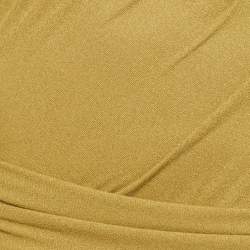 Pre Owned Chats By C.Dam Moss Green Ruched Jersey-Knit Midi Dress M