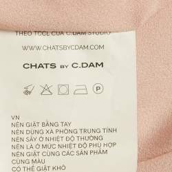 Pre Owned Chats By C.Dam Pink Plisse Asymmetrical Pleated Midi Dress M