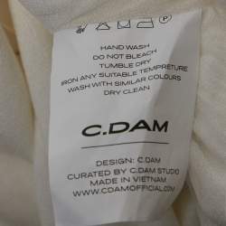 Pre Owned Chats By C.Dam White Jersey Rushed Brooch Detail Maxi Dress M