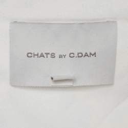 مملوكة مسبقًا Chats by C.Dam White Gabardine Waist-Detail Mini Skirt S