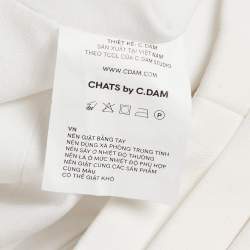 مملوكة مسبقًا Chats by C.Dam White Gabardine Waist-Detail Mini Skirt S