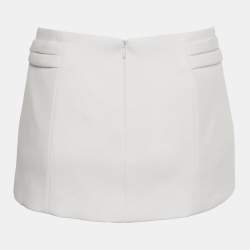 مملوكة مسبقًا Chats by C.Dam White Gabardine Waist-Detail Mini Skirt S