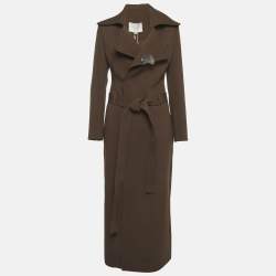 مملوكة مسبقًا معطف الشاتس باي سي.دام من تويل بني طويل مع حزام إلبيس مقاس صغير