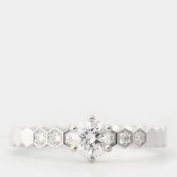 Chaumet Bee My Love Solitaire 0.33ct Diamond 18K White Gold Ring Size 51