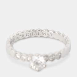 Chaumet Bee My Love Solitaire 0.33ct Diamond 18K White Gold Ring Size 51