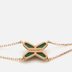 Chaumet Jeux de Liens Malachite Diamonds 18k Rose Gold Bracelet