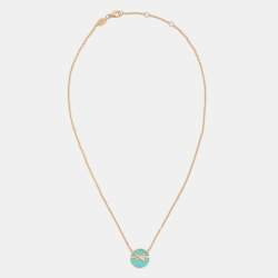 Chaumet Jeux de Liens Turquoise Diamond 18K Rose Gold Harmony Pendant Necklace