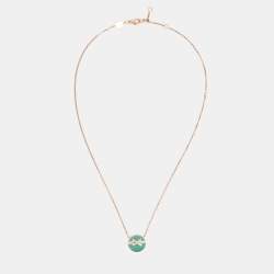 Chaumet Jeux de Liens Harmony Malachite Diamond 18k Rose Gold Small Model Pendant Necklace