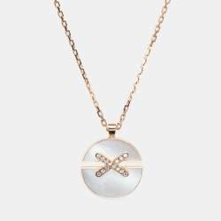 Chaumet Jeux de Liens Harmony Mother of Pearl Diamonds 18k Rose Gold Large Model Pendant Necklace
