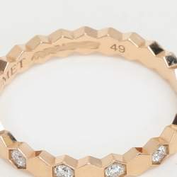 Chaumet Bee My Love Diamond 18k Rose Gold Band Ring Size 49