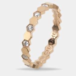 Chaumet Bee My Love Diamond 18k Rose Gold Band Ring Size 49