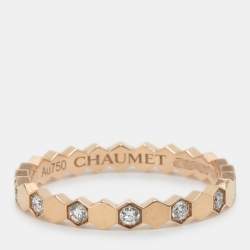 Chaumet Bee My Love Diamond 18k Rose Gold Band Ring Size 49