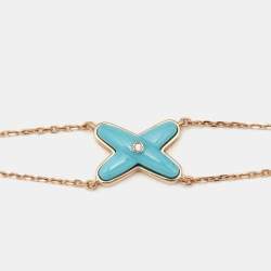 Chaumet Jeux de Liens Turquoise Diamond 18k Rose Gold Bracelet