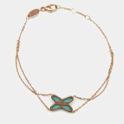 Chaumet Jeux de Liens Turquoise Diamond 18k Rose Gold Bracelet