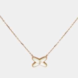 Pre Owned Chaumet Jeux de Liens Mother of Pearl Diamond 18k Rose Gold Necklace