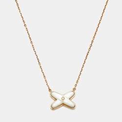 Pre Owned Chaumet Jeux de Liens Mother of Pearl Diamond 18k Rose Gold Pendant Necklace
