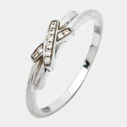 Pre Owned Chaumet Jeux de Liens Diamonds 18k White Gold Ring Size 53