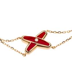Chaumet Jeux de Liens Diamond Red Lacquer 18K Rose Gold Chain Link Bracelet